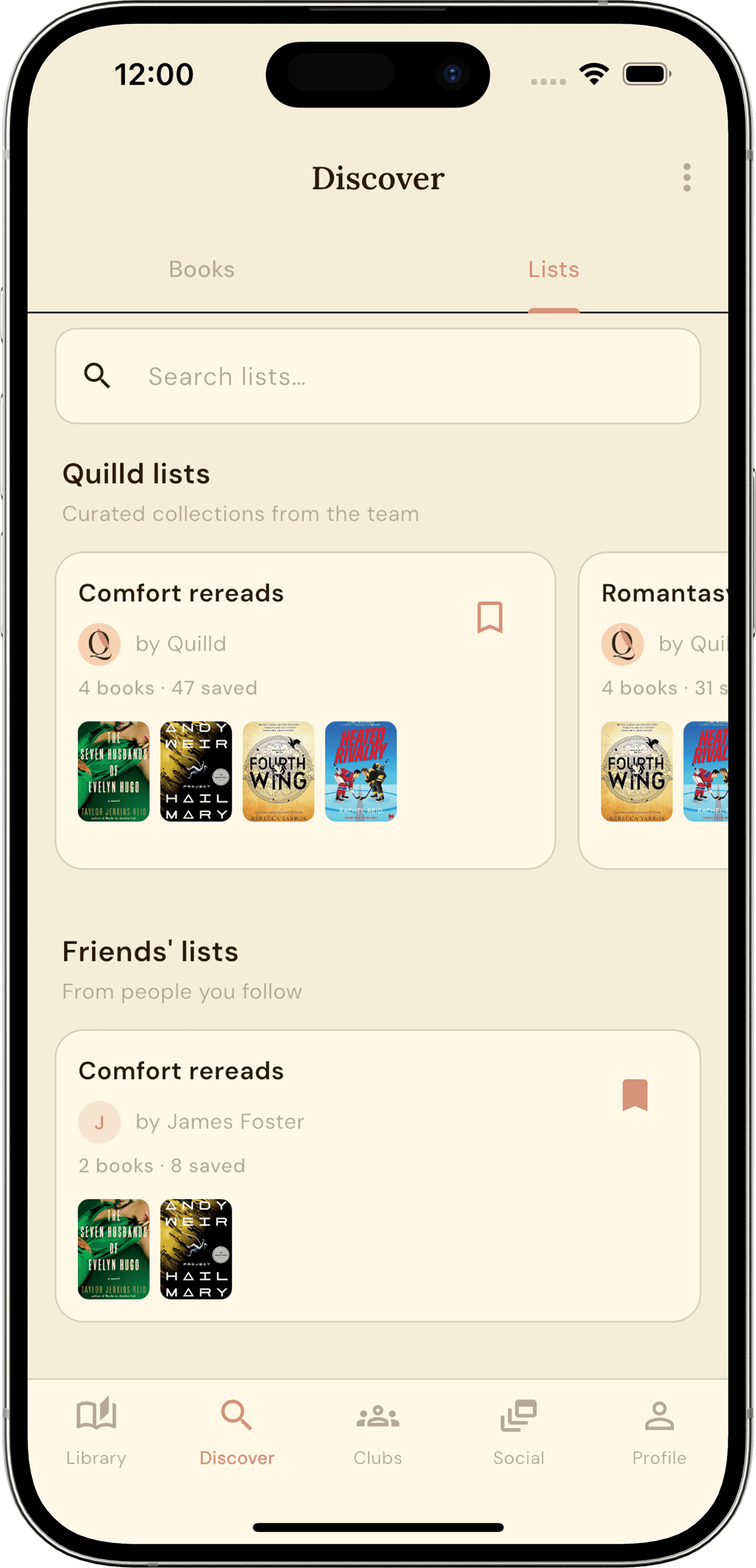Quilld book tracker app on iPhone